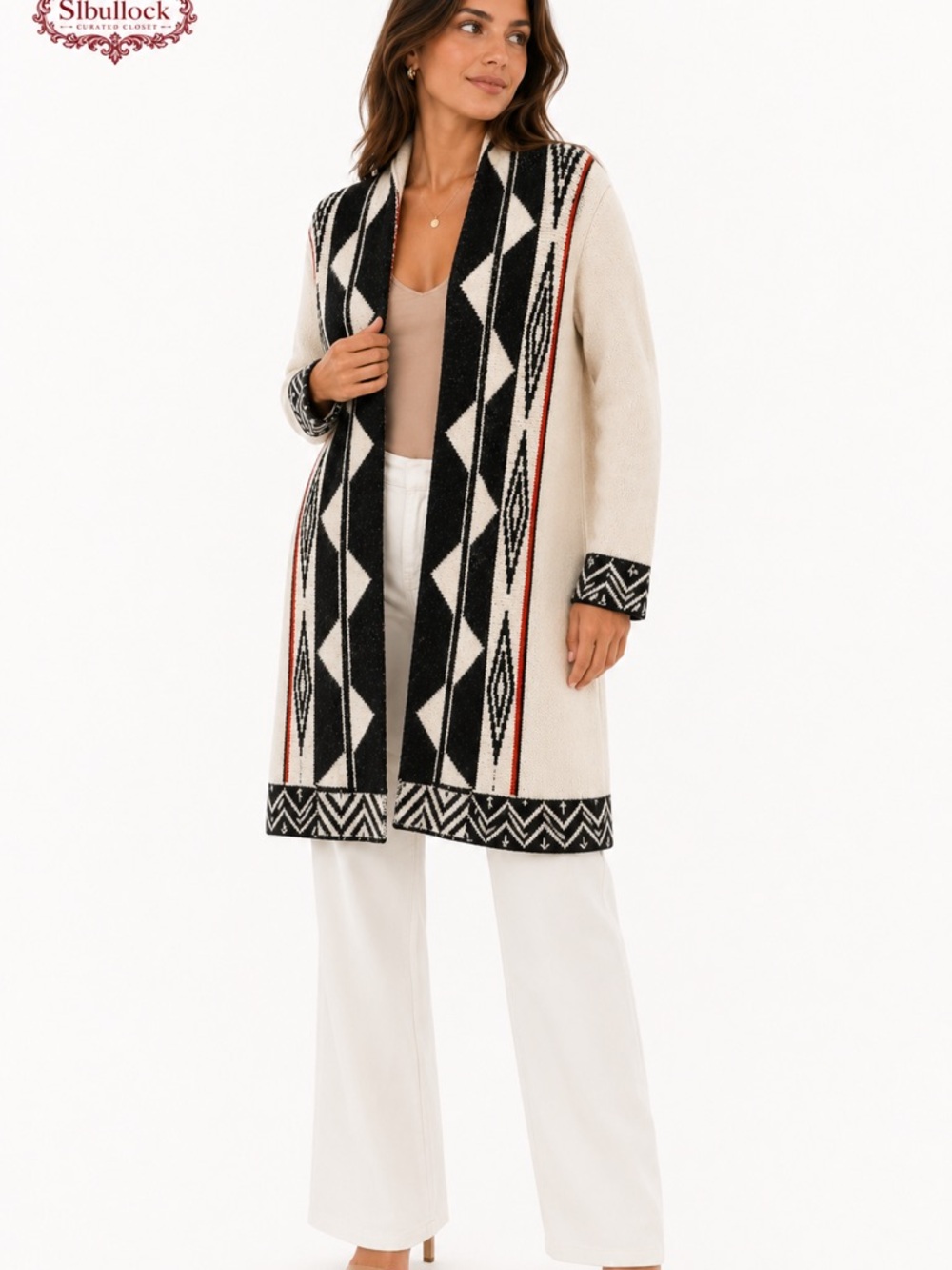 S10 Northern Angel Southwestern Open Front Cardigan Sweater Medium 100%  Duster